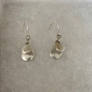 Silver Teardrop Shape Earrings with Polished Finish